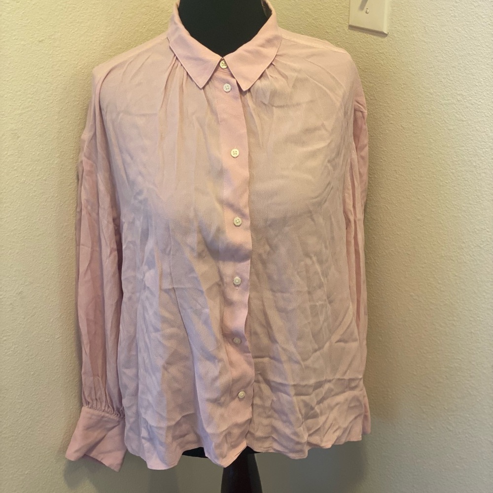 Reimagined By J Crew Pink Oversized Blouse Top Flowy M
